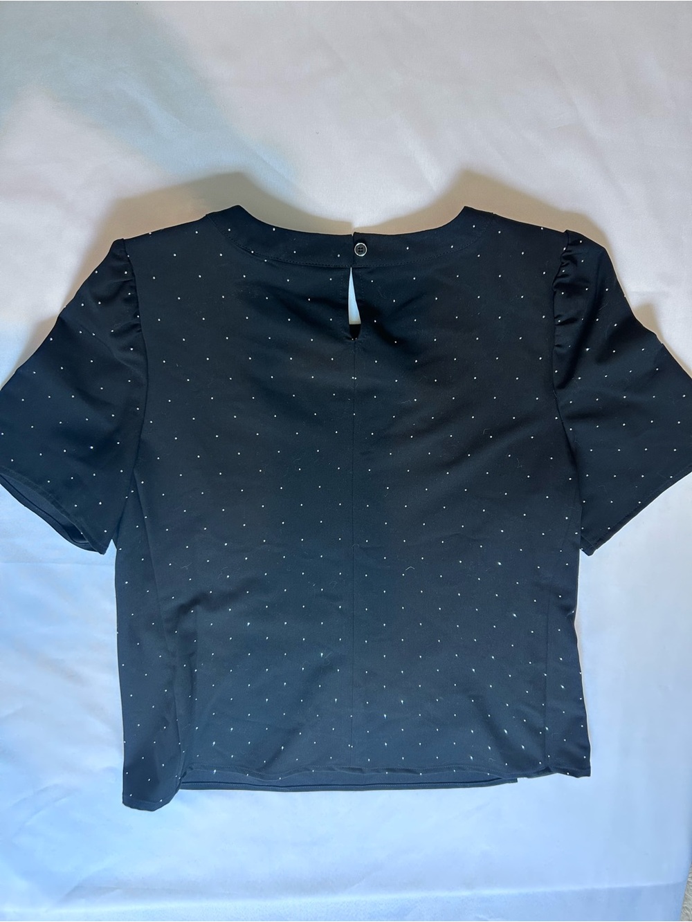 Liz Claiborne Black Short Sleeve Top with Diamond studs Print
